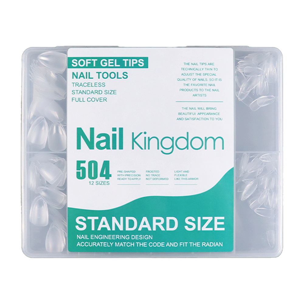 Europe and the United States best selling nail nail piece transparent semi frosted ultra-thin seamless full patch trapezoidal fake nail piece wholesale 504 pieces