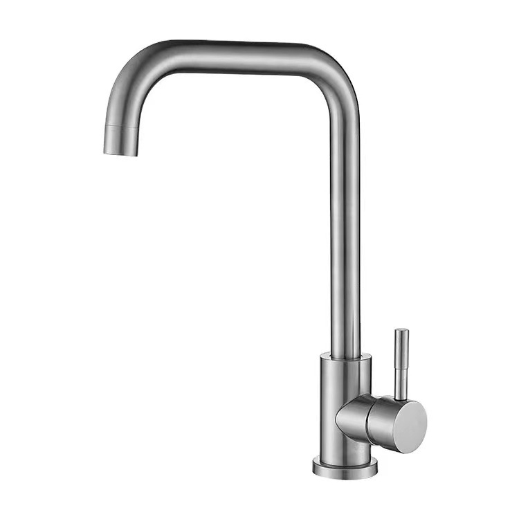 304 stainless steel vegetable basin faucet hot and cold kitchen vegetable basin large curved faucet stainless steel 7-word curved faucet
