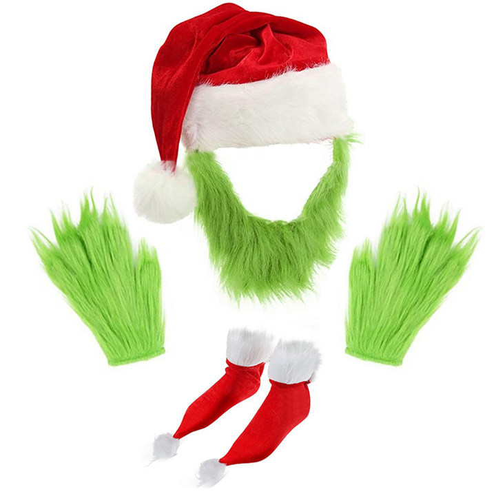 Christmas Spot Green Hair Monster Grinch cosplay Costume Santa Claus Suit Party Party Play Dress