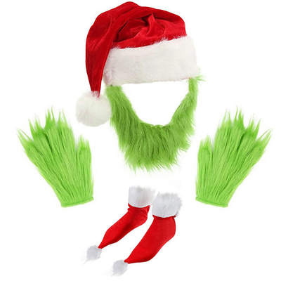 Christmas Spot Green Hair Monster Grinch cosplay Costume Santa Claus Suit Party Party Play Dress