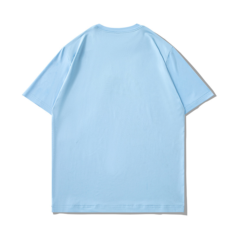 3202-2022 Summer Basic Smiling Face Printed Short Sleeve T-Shirt Men's American High Street Tide Brand Crewneck Jacket