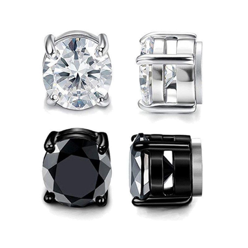 Cross-border supply of magnetic non-perforated ear clip earrings zircon magnet ear nail ear bone nail factory jewelry wholesale