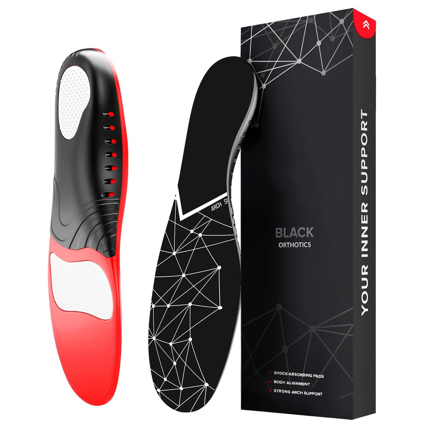 Correction insole adult arch support flat foot inner eight words outer orthopedic men and women shock absorption breathable sports insole - ShopShipShake