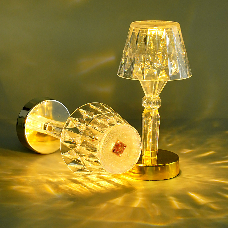 Crystal table lamp projection lamp atmosphere lamp Net Red Diamond lamp bedroom ins romantic bedside lamp LED lamp night light