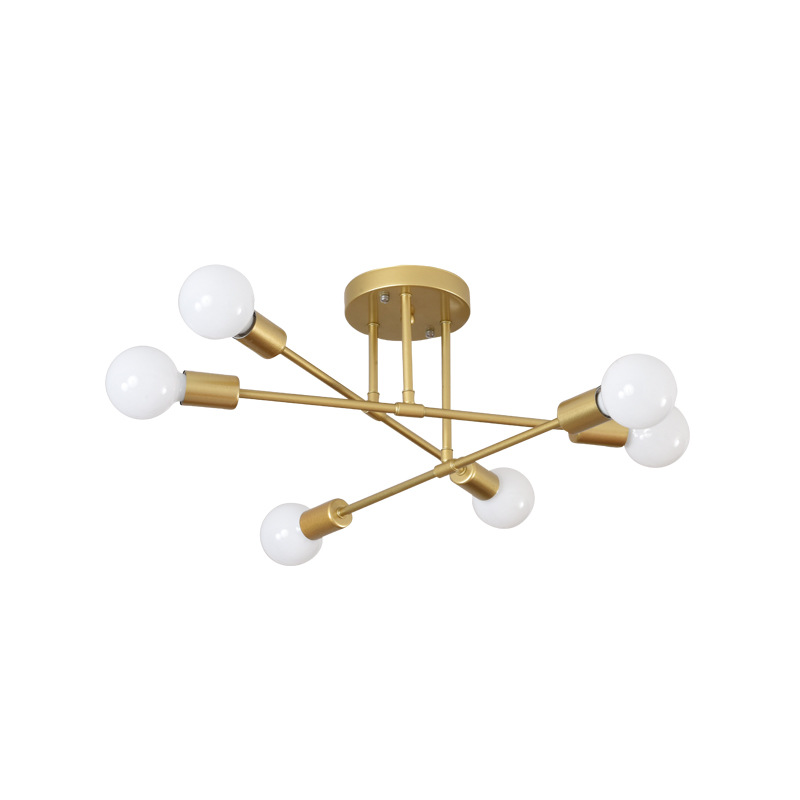 Cross-border Nordic Living Room Chandelier Simple Atmospheric Dining Room Bedroom American Style Retro Black Multi-head Chandelier