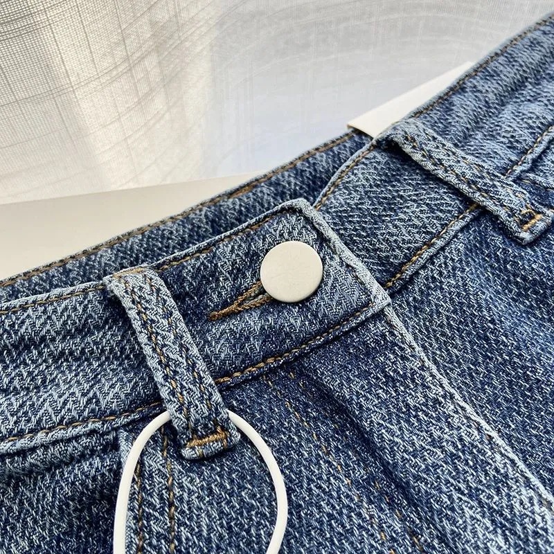 American Style Retro Blue Straight Jeans Women's Spring and Autumn 2025 Design High Waist Loose Wide Leg Long Pants