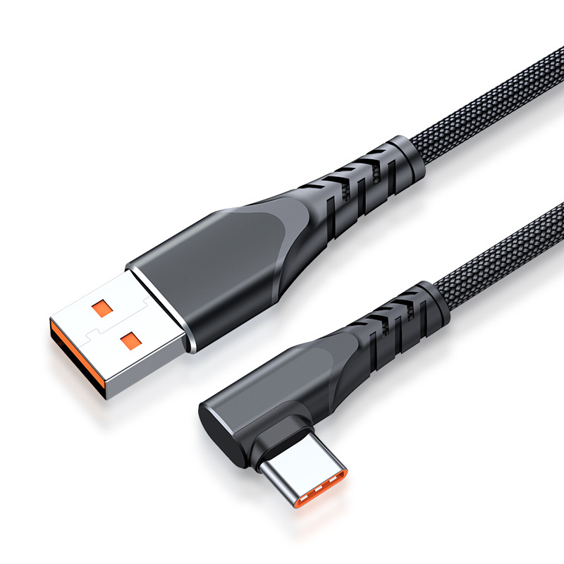 Cross-border Type-c elbow data Line 6A hand travel fast charging line for Type-C super fast charging mobile phone charging line