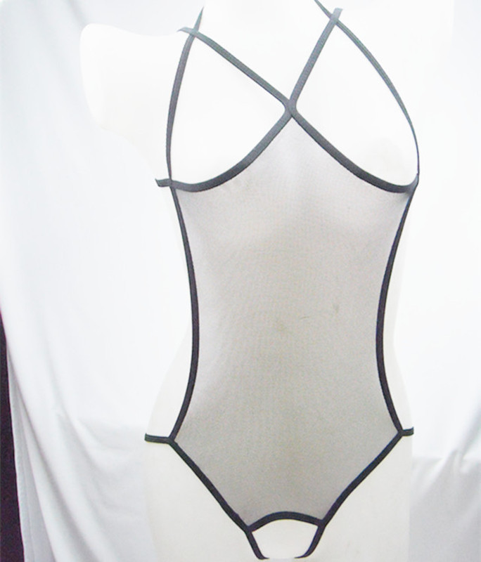 Sexy lingerie ladies sexy belly band mesh transparent sexy open crotch jumpsuit spot 8012_voghion.com