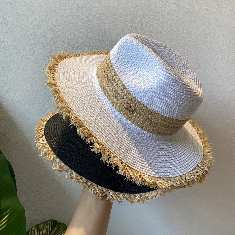 British retro Panama brim straw hat female spring and summer sun protection Jazz hat travel beach vacation hat