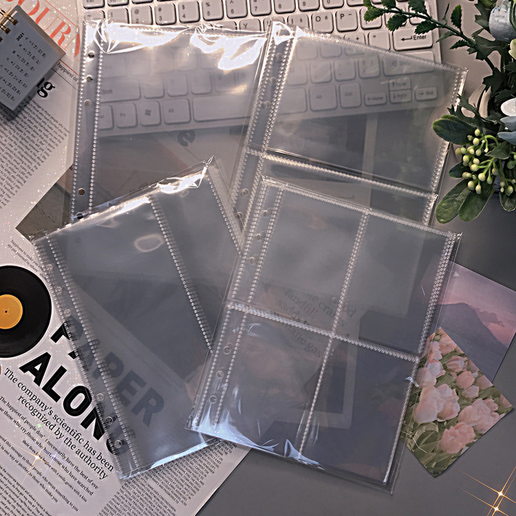 A5 loose-leaf book transparent PP inner page bag 6 holes replaceable core photo storage bag portable bill material finishing