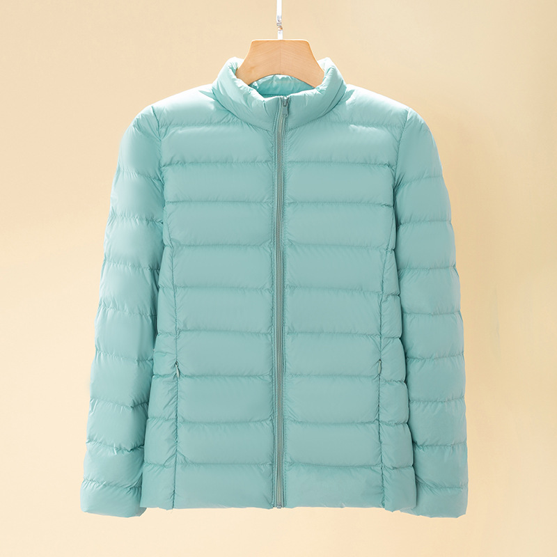 Light Down Jacket Women's Short 2024 Fall/Winter Korean Style New Vertical Collar plus size Light White Duck Down Jacket Anti-Season Trendy