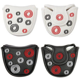Black and white two-color universal magnet semicircular golf push rod cover Pu material semicircular golf rod cover spot