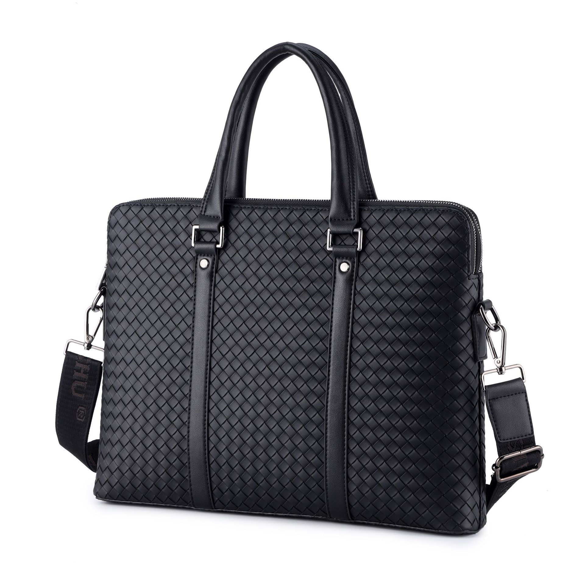 New men's briefcase shoulder slung woven double-layer casual Korean tide cross-border computer portable men's bag wholesale