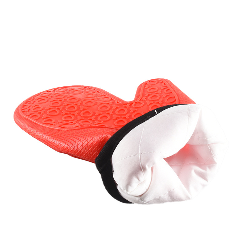 Household Two-finger Kitchen Thermal Insulation Silicone Cotton Double-layer Oven Wrap Edge Circle Microwave Oven Baking Gloves