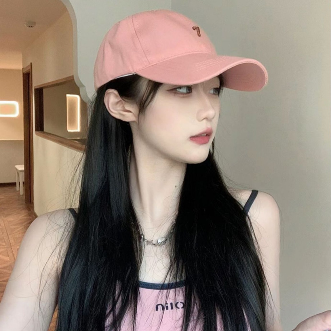 Digital 7 Embroidered Hat Women's 2024 New Baseball Summer Korean Style New All-match Street Face Small Cap
