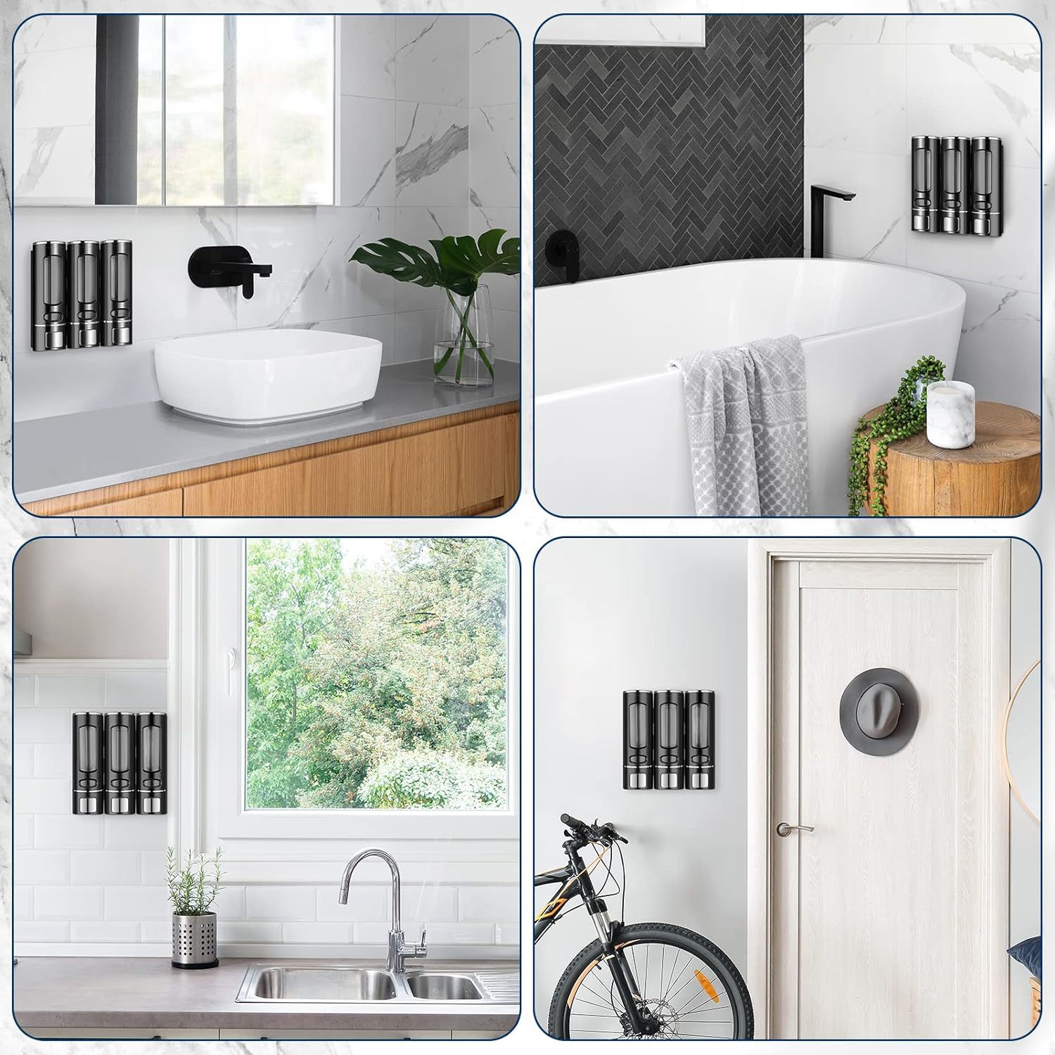 Cross-border Punch-free Wall Hanging Tea Cup Single and Double Three-head Manual Soap Dispenser Press Type Hand Sanitizer Soap Dispenser Soap Dispenser