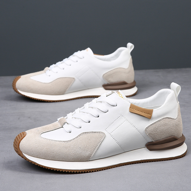Men's breathable summer shoes sneaker men's casual shoes genuine leather White shoes men's shoes all-matching argan shoes