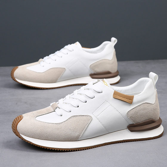 Men's breathable summer shoes sneaker men's casual shoes genuine leather White shoes men's shoes all-matching argan shoes