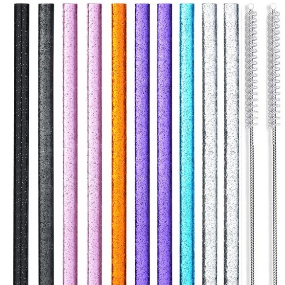 Glitter Straw Cross-border Hot Sale in stock Various Colors PETG Food Grade Material Reusable Drinking Straw