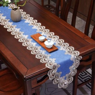 Cross-border Hot Lace Table Runner American Light Luxury Waterproof Oil-proof Pu Dining Table Shoe Cabinet Long Tablecloth Table Runner Factory