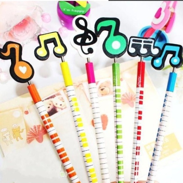 かわいいカラー音楽記号HB字木製鉛筆学習用品学生文房具速売通アマゾン|undefined