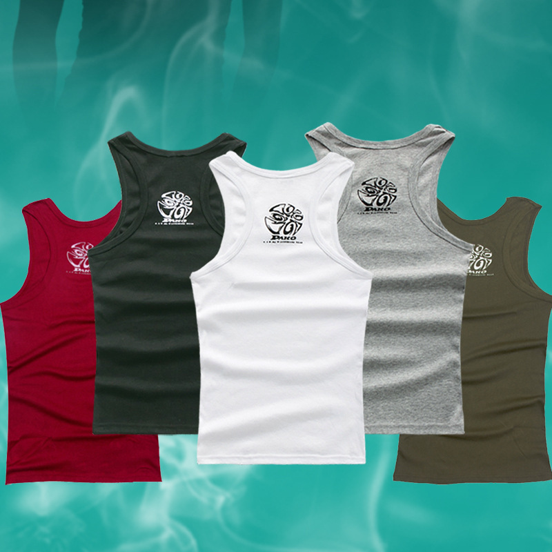Men's Vest Sports Base Hurdle Fitness Slim Summer Breathable Pure Printed Youth Threaded Cotton Vest for Men