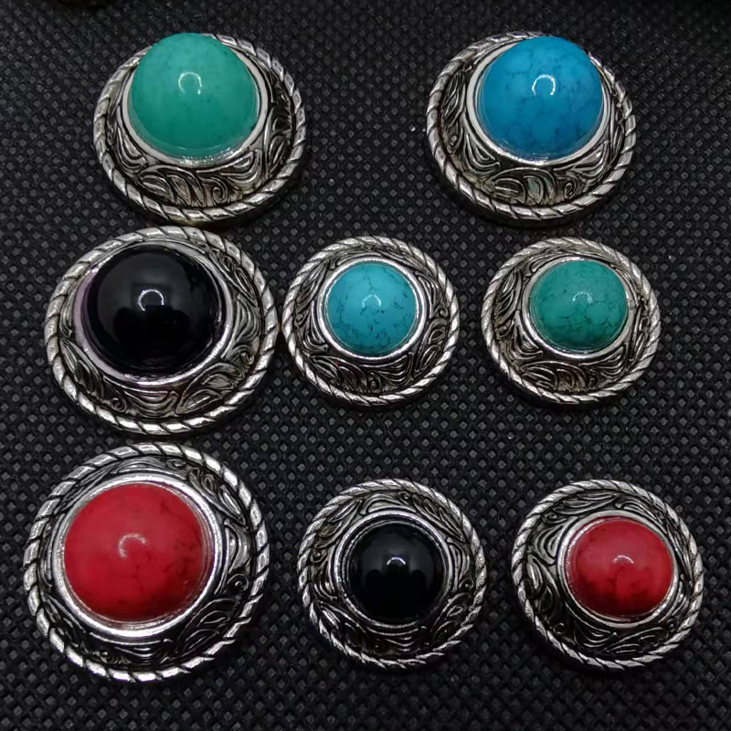 Wholesale cross-border fire machine set luggage accessories alloy cloth buckle handmade DIY20MM small pattern turquoise cloth buckle