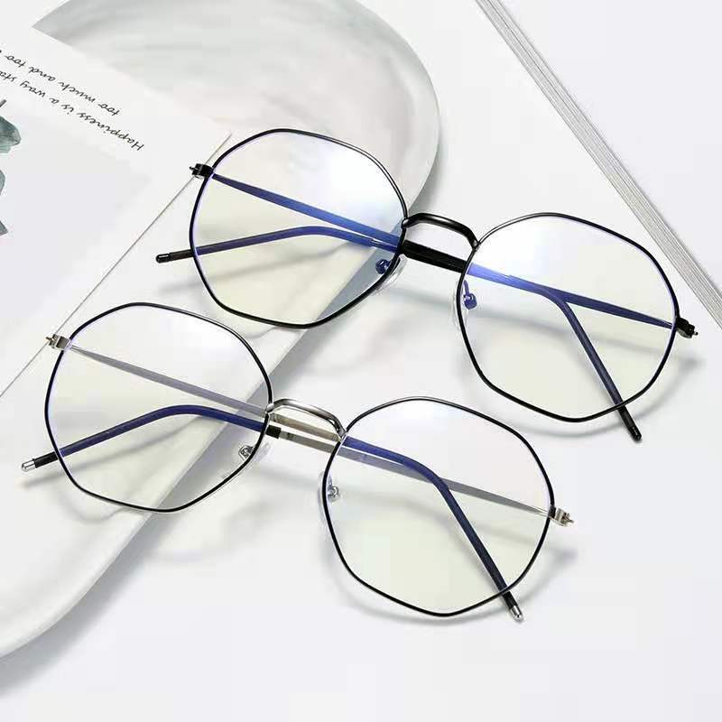 Polygon metal anti-blue light eye protection glasses frame factory direct student round face irregular plain glasses wholesale