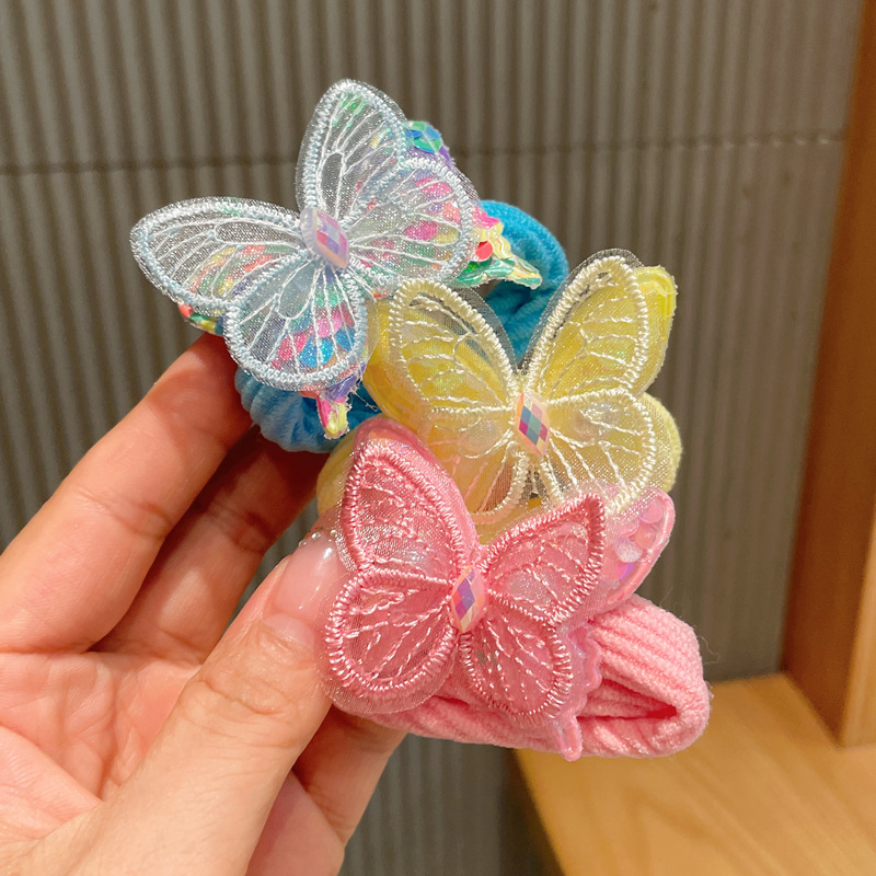Children's hair rope towel ring does not hurt hair tie hair rope ponytail rubber band hair ring butterfly headdress ball head hair accessories for women