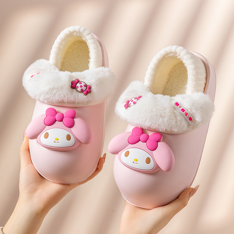 Cotton slippers women's autumn and winter meilti genuine IP joint name warm non-slip cute girl bag heel waterproof cotton shoes