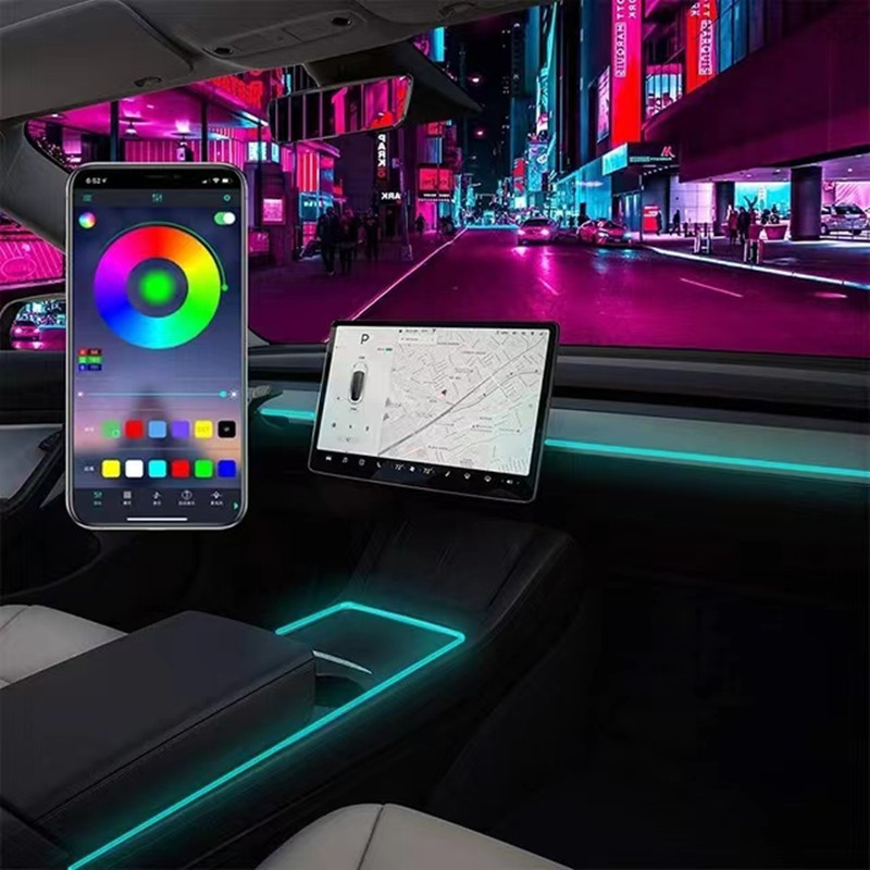 Applicable to Tesla Model3 Mercedes-Benz C- Class 2021 modified accessories car central control atmosphere lamp APP atmosphere lamp