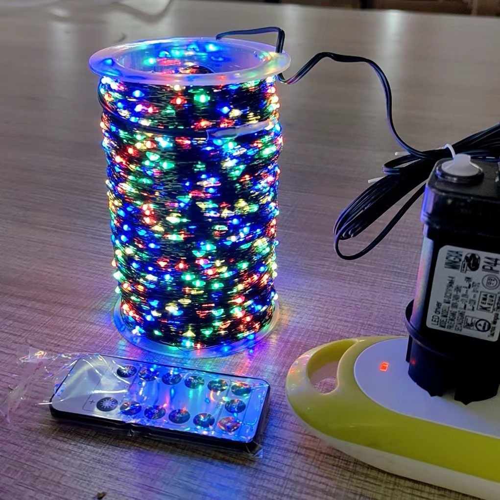 Cross-border remote control Christmas tree light string green wire copper wire Star String Light starry sky green plant Christmas rattan Garland decoration