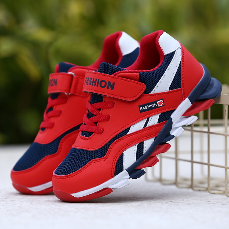 Boys shoes 2024 new autumn leather blade shoes non-slip wear-resistant children's cotton sneaker breathable mesh shoes