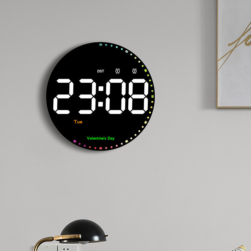 Digital electronic clock perpetual calendar wall clock living room simple decoration led clock colorful smart clock Wall 6635