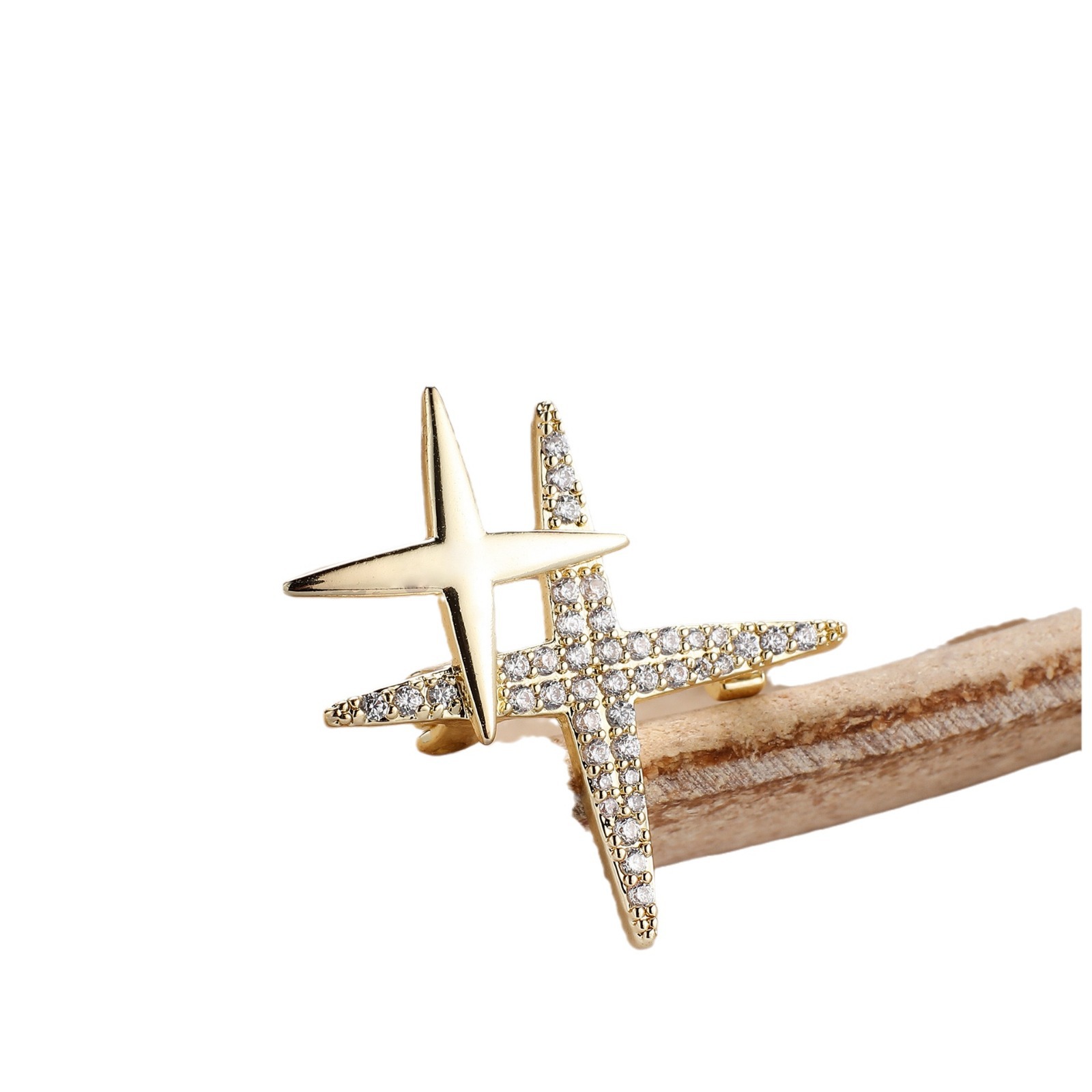 Korean style elegant simple star brooch ins style fashion suit clothing matching anti-exposure pin four-corner brooch