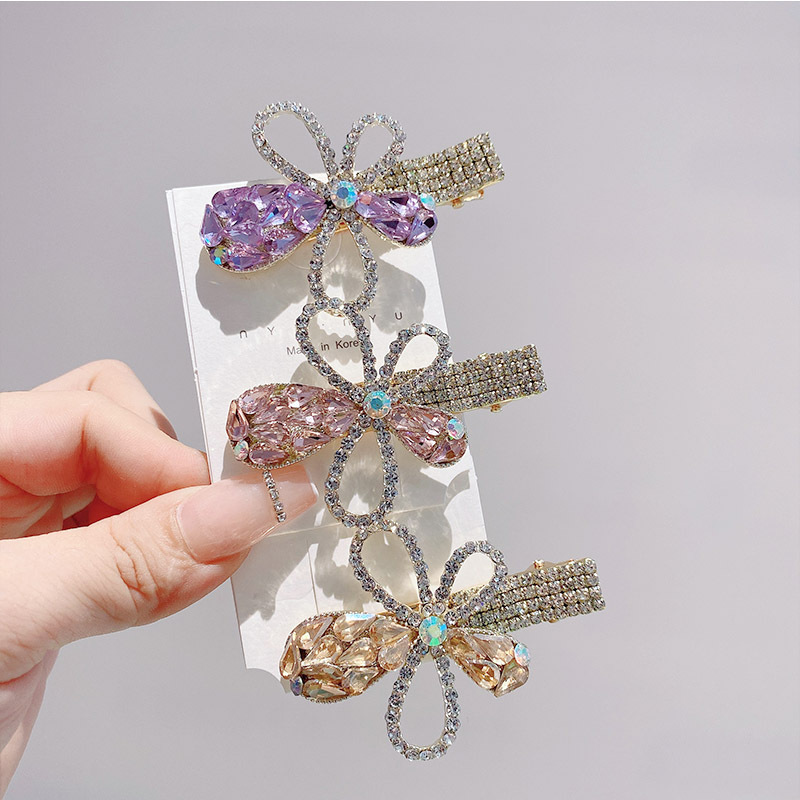 Rhinestone velvet black bangs clip high-grade side clip duckbill clip  style back head Pearl Rhinestone hairpin_voghion.com