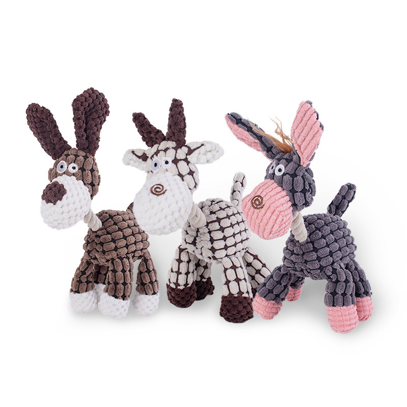Pet dog sound toy cotton rope creative donkey plush bite training interactive pet toy factory direct sales