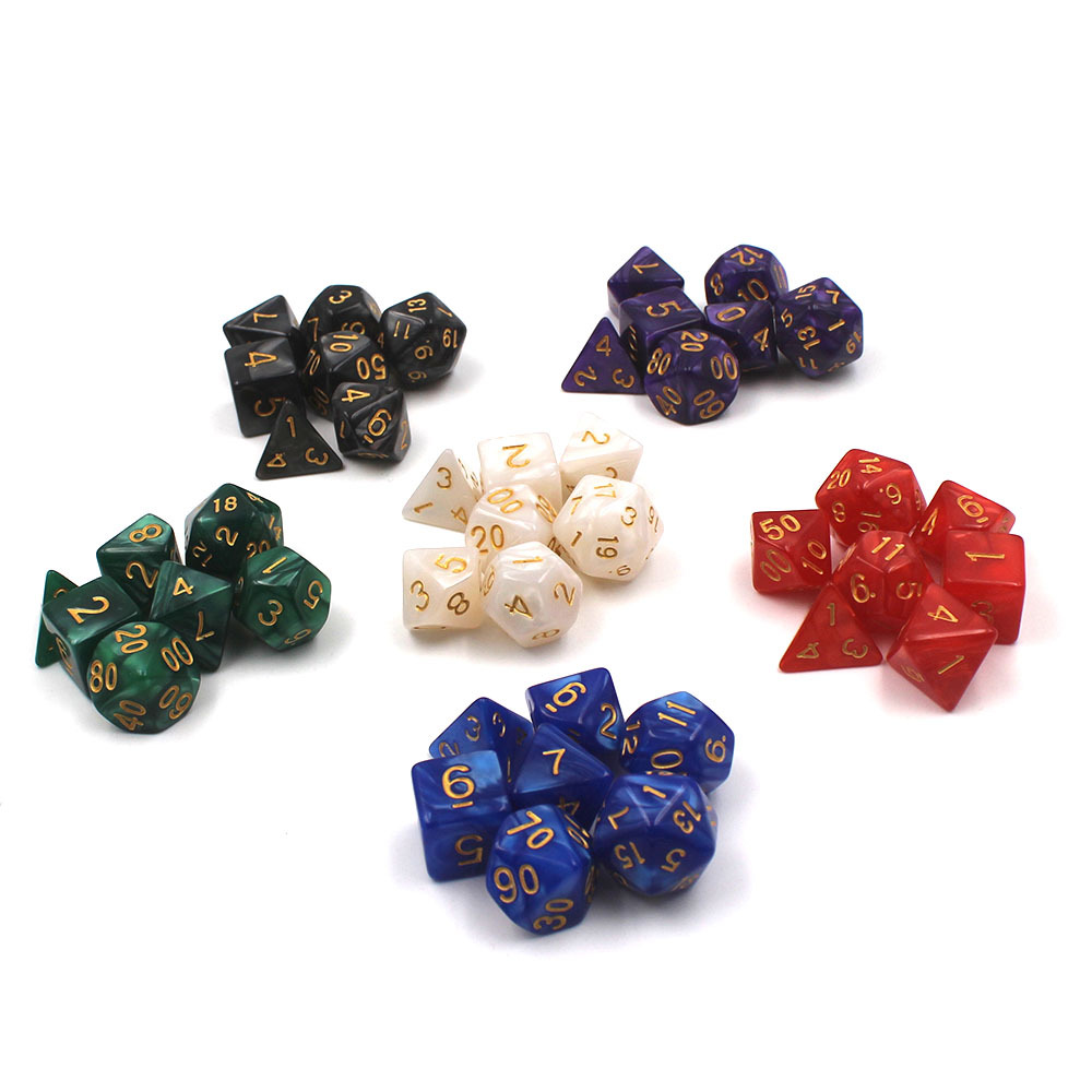 Cross-border Source RPG multi-sided dice/dice (7 pieces/group) DND run group dice Pearl pattern series
