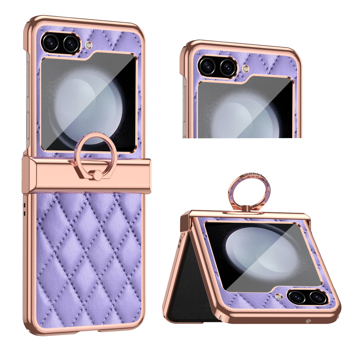 Samsung Z Flip5 phone case, folding full cover hinge, small perfume style FLIP3 ring, anti-slip protective leather sleeve, suitable for