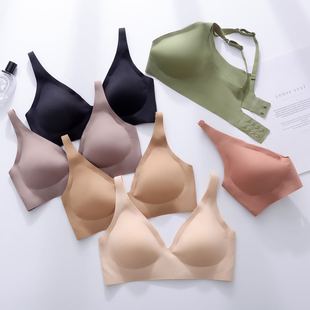 Jelly Traceless Underwear Women's Small Chest Gather-up Rimless One-piece Sports Sleep Beautiful Back Bra Summer Thin