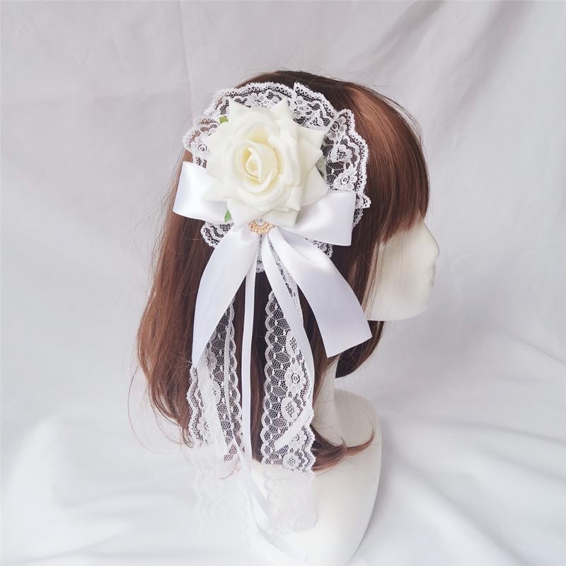 Palace wind Lolita cla hair accessories Velvet Rose Ball hairpin Gothic Lolita hand-made dark to die