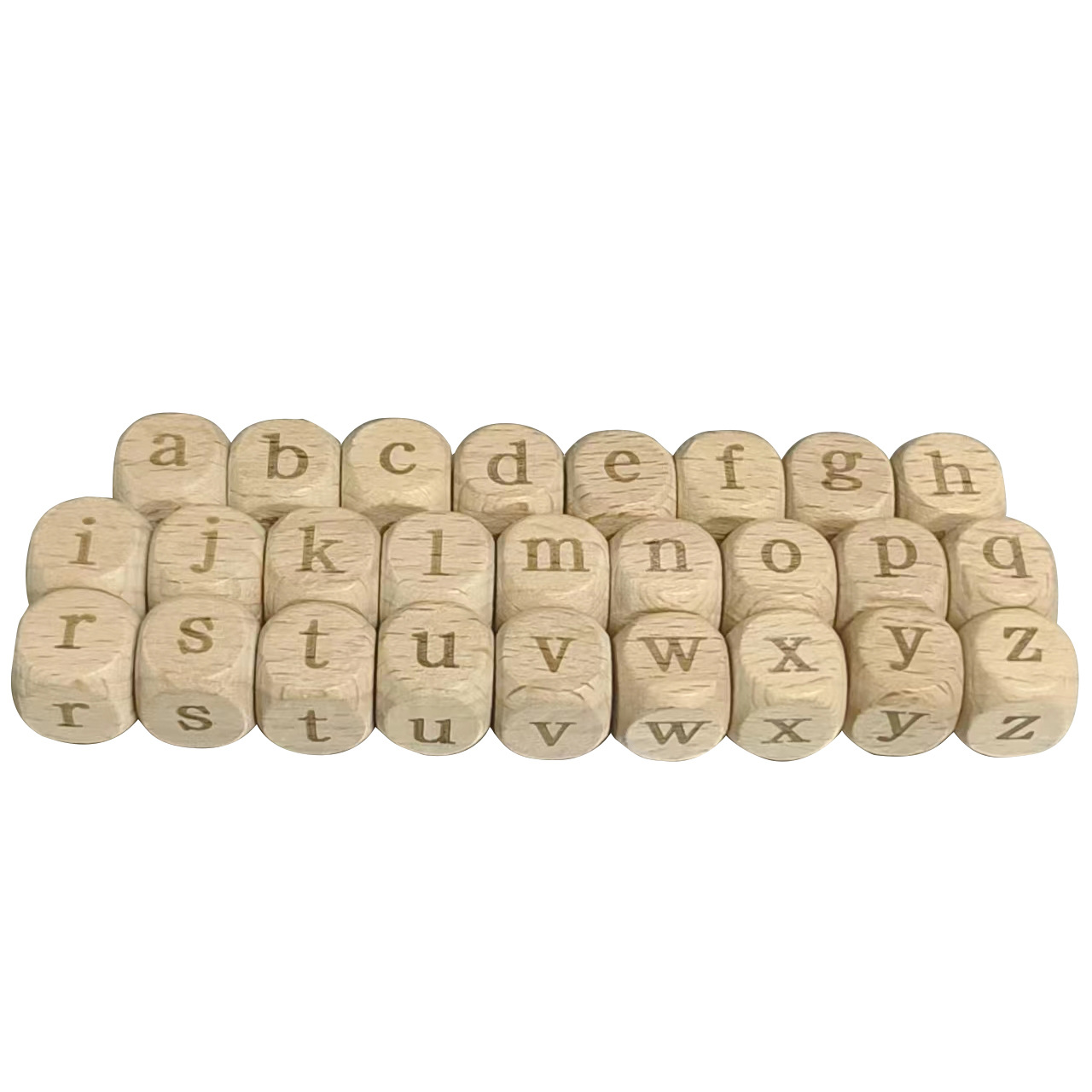 Beech 26 English Letter Beads 12mm DIY Educational Toy Accessories Dice Big Hole Square Beads Loose Beads String