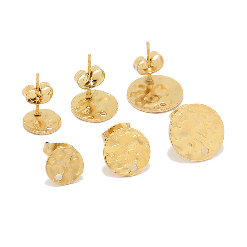 Stainless steel vintage embossed round piece with hole earrings DIY pendant earrings accessories wholesale earrings ear buckle accessories