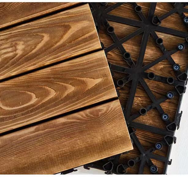 Balcony floor outdoor solid wood splicing non-slip wear-resistant floor terrace garden sun room moisture-proof keel-free installation