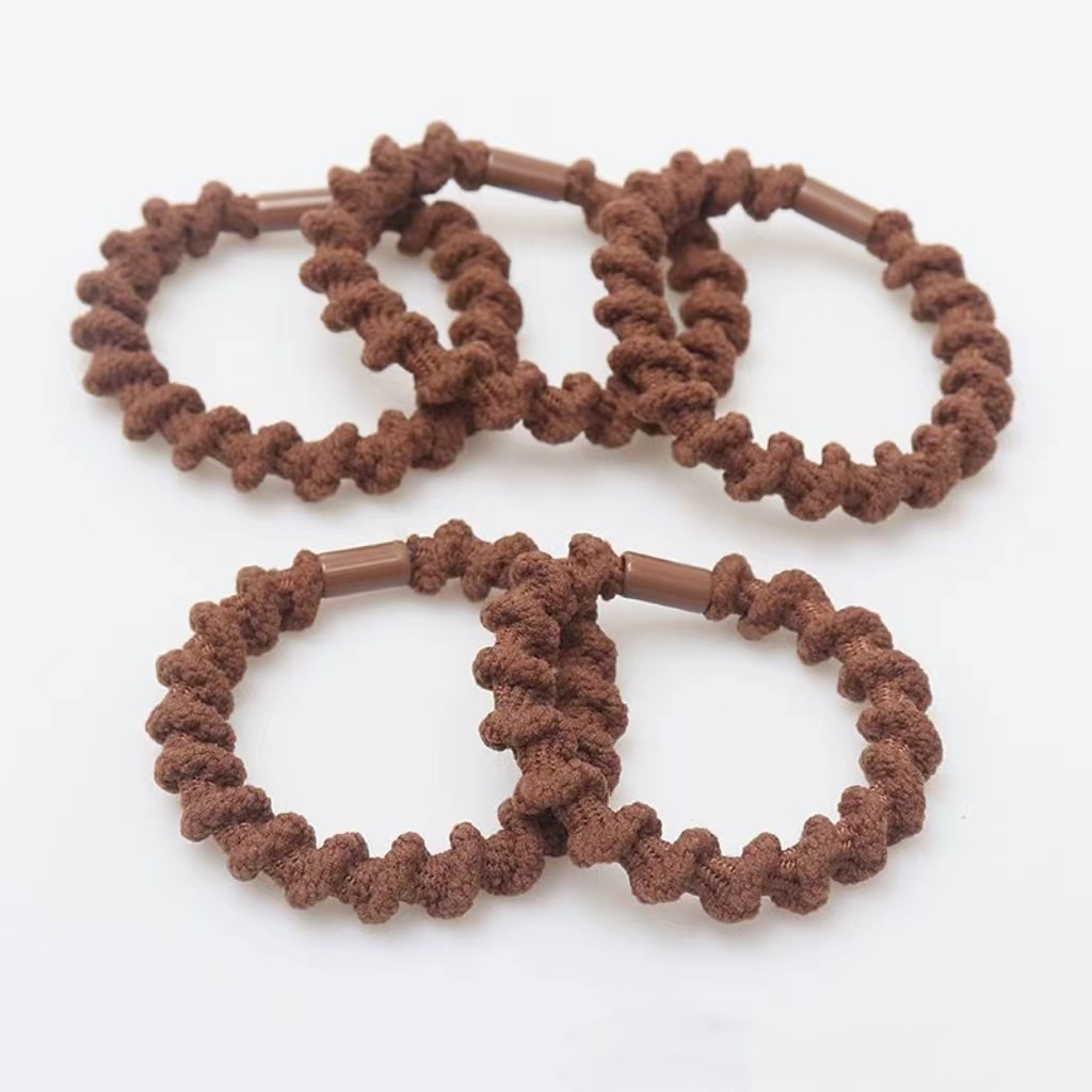 Brown series spiral hair rope girls' hair band Simple high ponytail hair rope high elastic durable rubber band hair band
