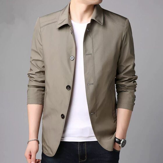 2020 Spring and Autumn Middle-aged Coat Men's Jacket Men's Coat Jacket Collar Button Men's Dad