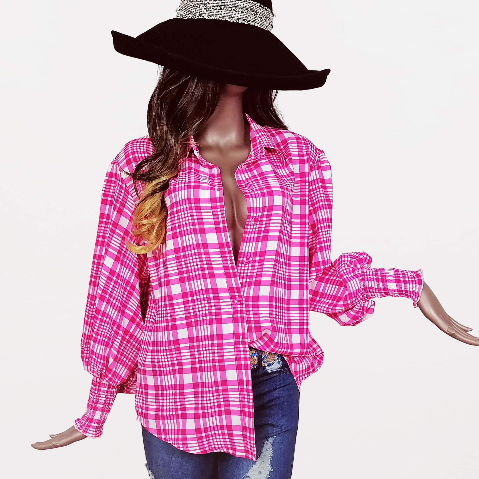 2023 Amazon AliExpress Independent Station Cross-border Europe and America Explosions Long Sleeve Printed Women's Shirt Spring and Autumn Jacket