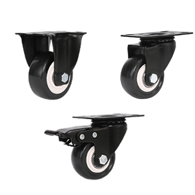 Zhongshan factory 1.5 inch 2 inch PVC furniture drying rack directional black flat gold diamond Universal with brake casters