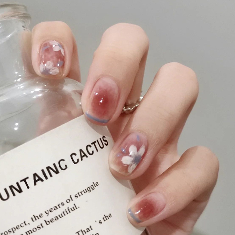 Pure want ice transparent color wear armor 24 boxed factory direct fake nails finished wholesale small fragrant wind nail nail tablets