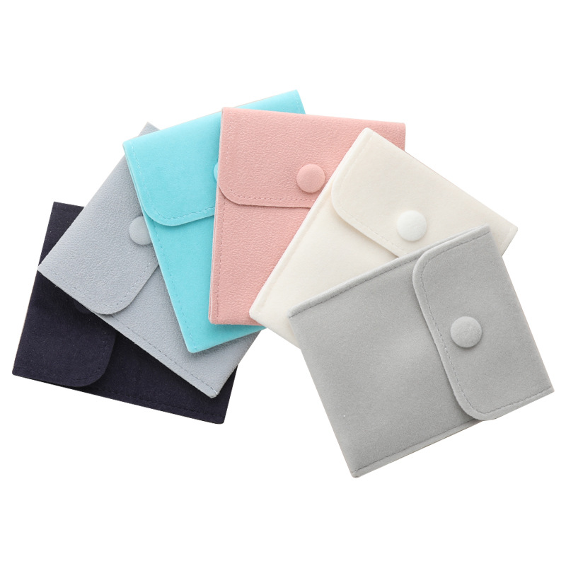 Jewelry flannel jewelry bag anti-oxidation button cloth bag thickened velvet ring necklace jewelry storage bag wholesale factory